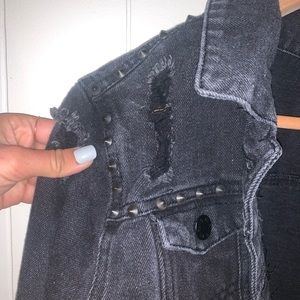 studded black jean jacket